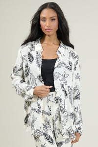 Another Day In Paradise Tropical Print Oversized Button Down Shirt