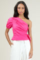 Verdusa One Shoulder Pleated Top