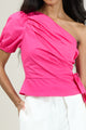 Verdusa One Shoulder Pleated Top