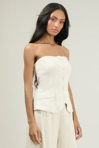 Candida Strapless Button Up Top