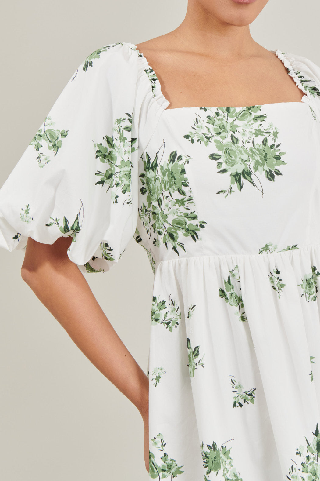 Ria Floral Marion Puff Sleeve Babydoll Mini Dress – Sugarlips
