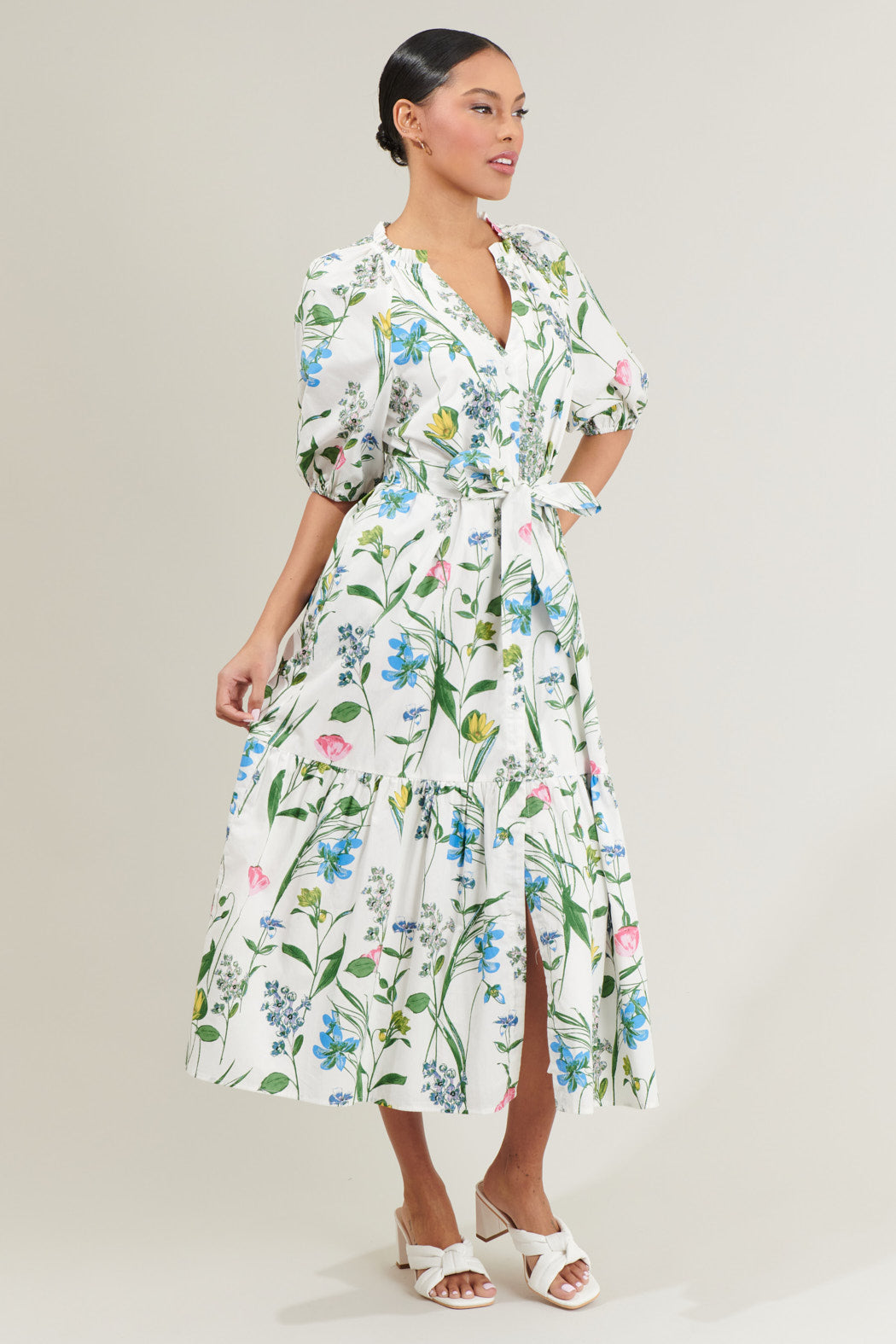 Clove Garden Floral Wynette Tiered Midi Dress – Sugarlips