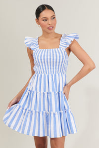 Fays Striped Smocked Mini Dress