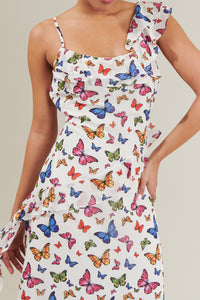 Bess Butterfly Asymmetrical Midi Dress