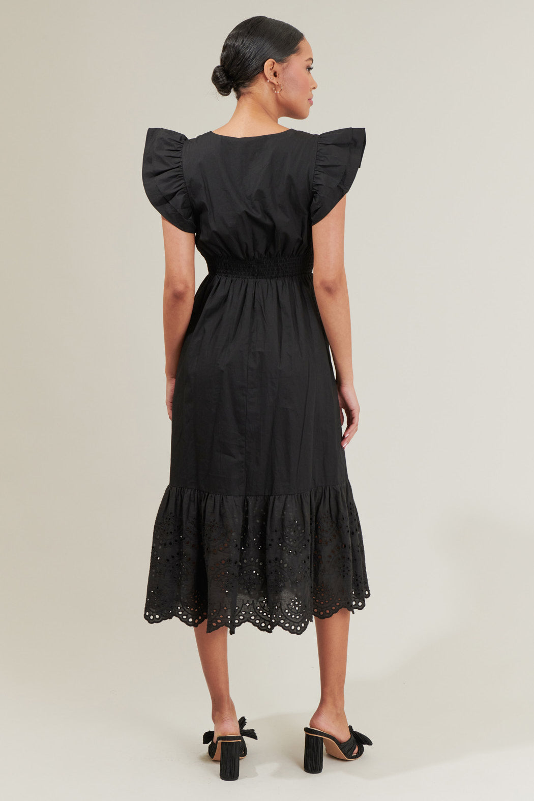 Zayla Poplin Eyelet Midi Dress White / L by Sugarlips Zayla Poplin Eyelet Midi Dress White / L by Sugarlips