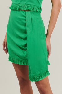Helena Leah Faux Wrap Tassel Trim Skirt