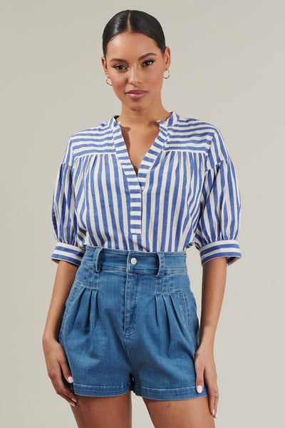 Catana Striped Split Neck Top – Sugarlips