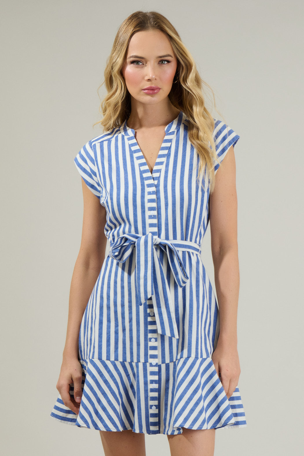 Babette Striped Shirt Mini Dress XL / Blue Stripe Babette Striped Shirt Mini Dress XL / Blue Stripe