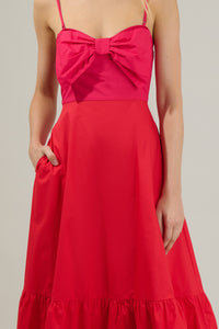 Perline Color Block Bow Midi Dress