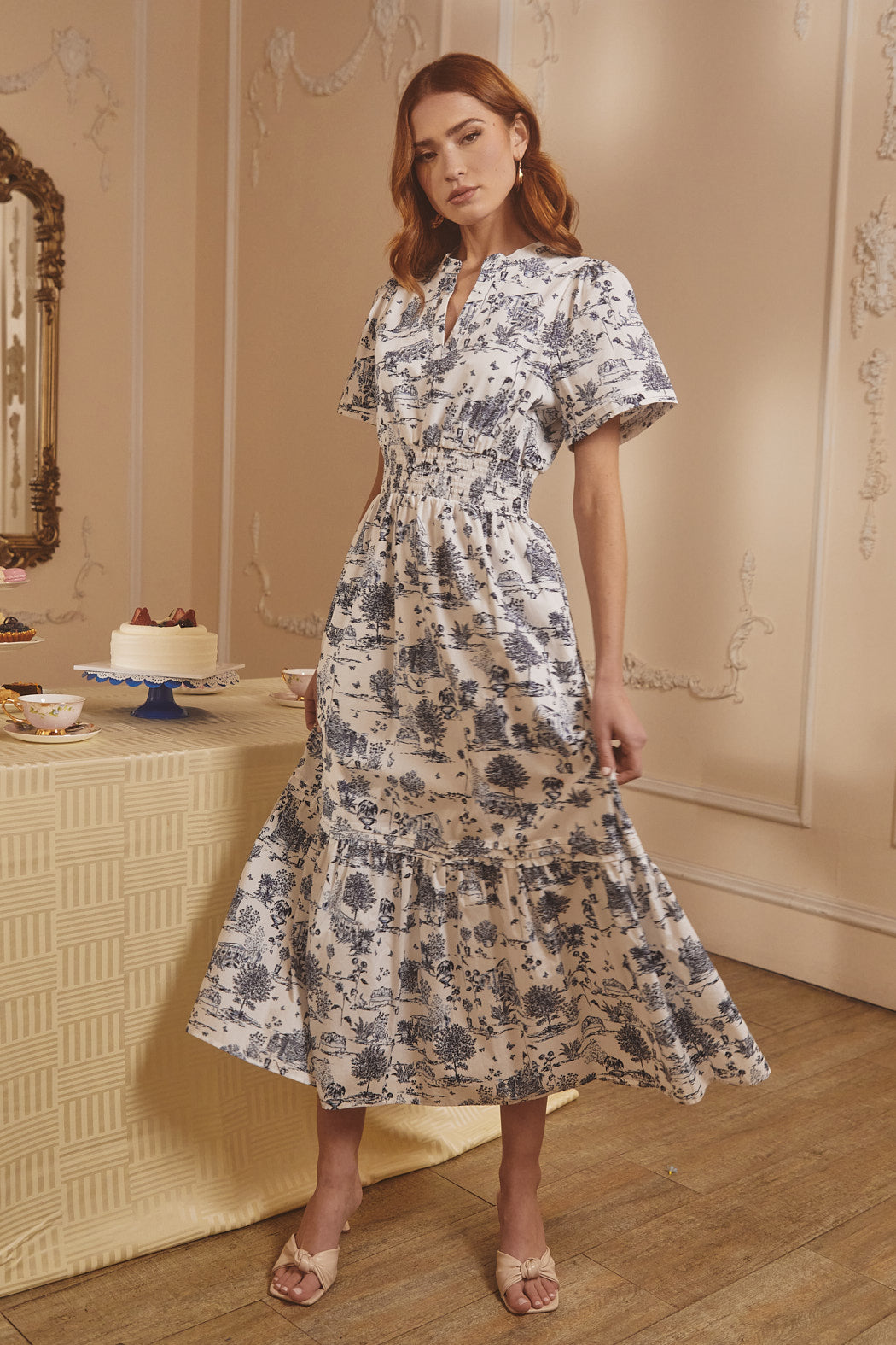 Renzo Toile Belraj Poplin Maxi Dress WHT-BLUE-MUL / XS by Sugarlips Renzo Toile Belraj Poplin Maxi Dress WHT-BLUE-MUL / XS by Sugarlips