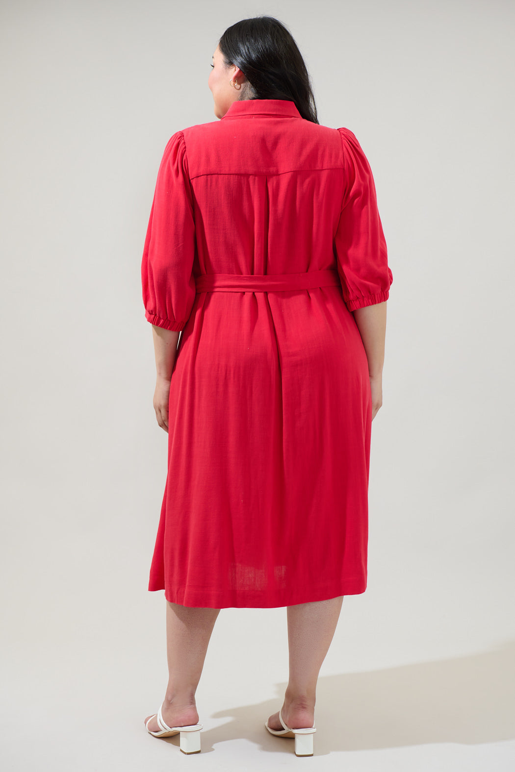 midi shirt dresses Women's Trista Textured Midi Shirt Dress