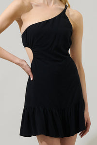 Zaya One Shoulder Cutout Ruffle Mini Dress