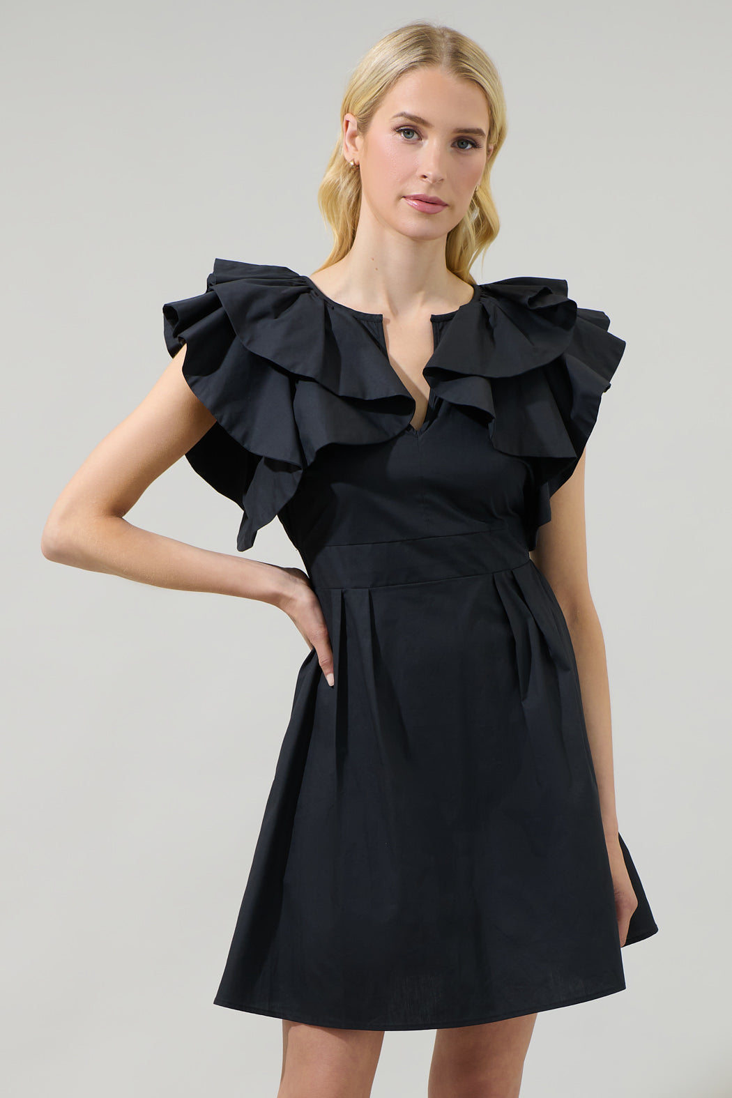 Wilma Ruffle Mini Dress Black / XL by Sugarlips Wilma Ruffle Mini Dress Black / XL by Sugarlips