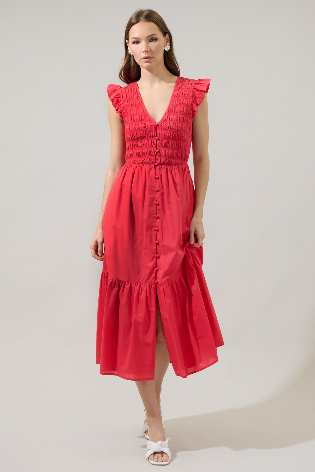 Angie Smocked Tiered Midi Dress Black / L by Sugarlips Angie Smocked Tiered Midi Dress Black / L by Sugarlips