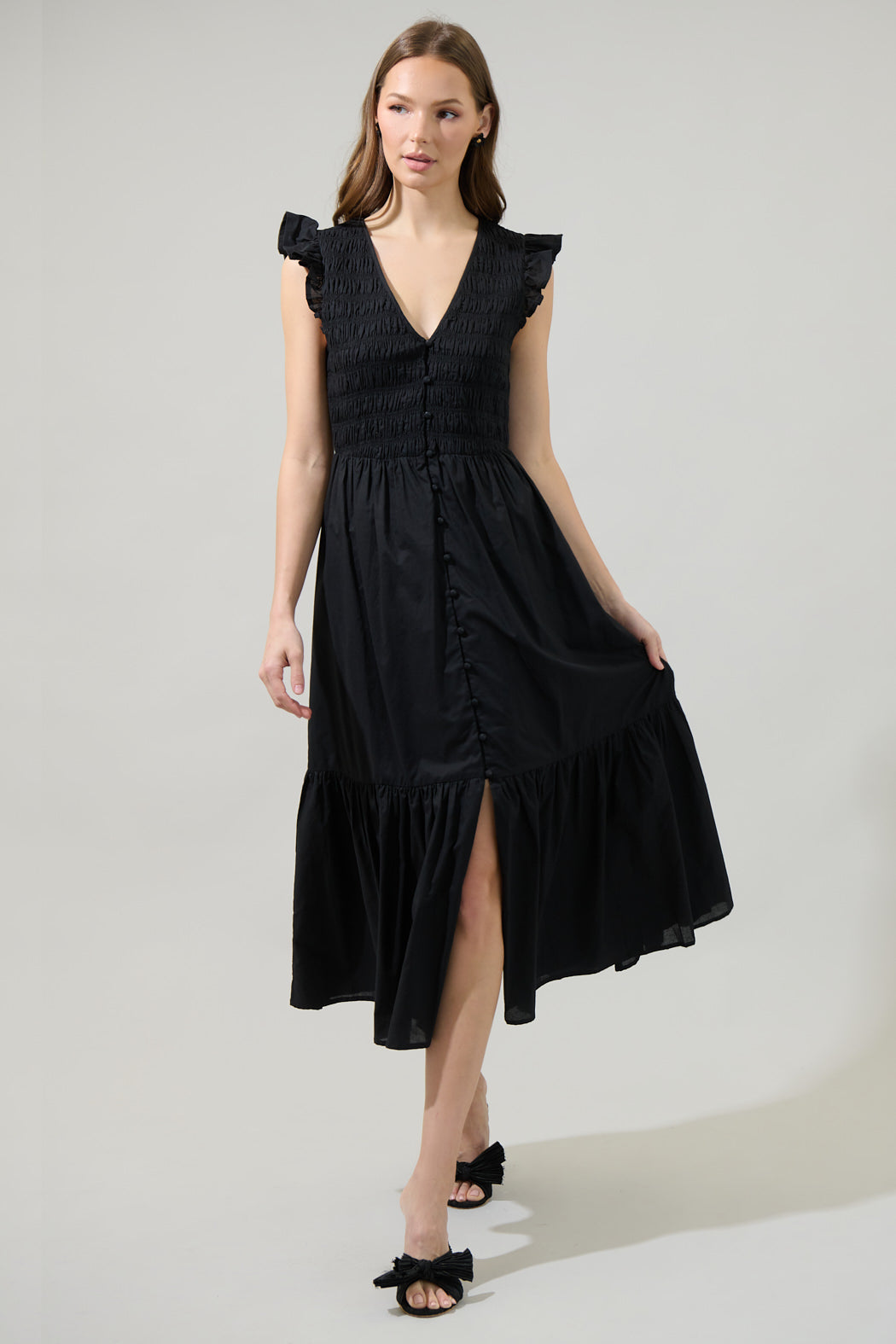 angie dress Angie Smocked Tiered Midi Dress Black / L by Sugarlips