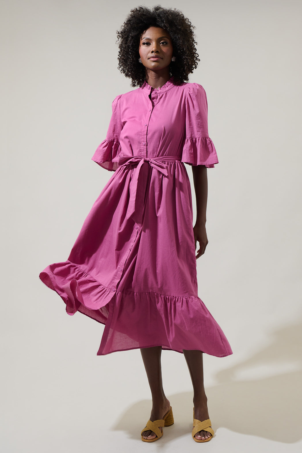 button down dresses midi Rihoas Collar Button Down Shirt Dress
