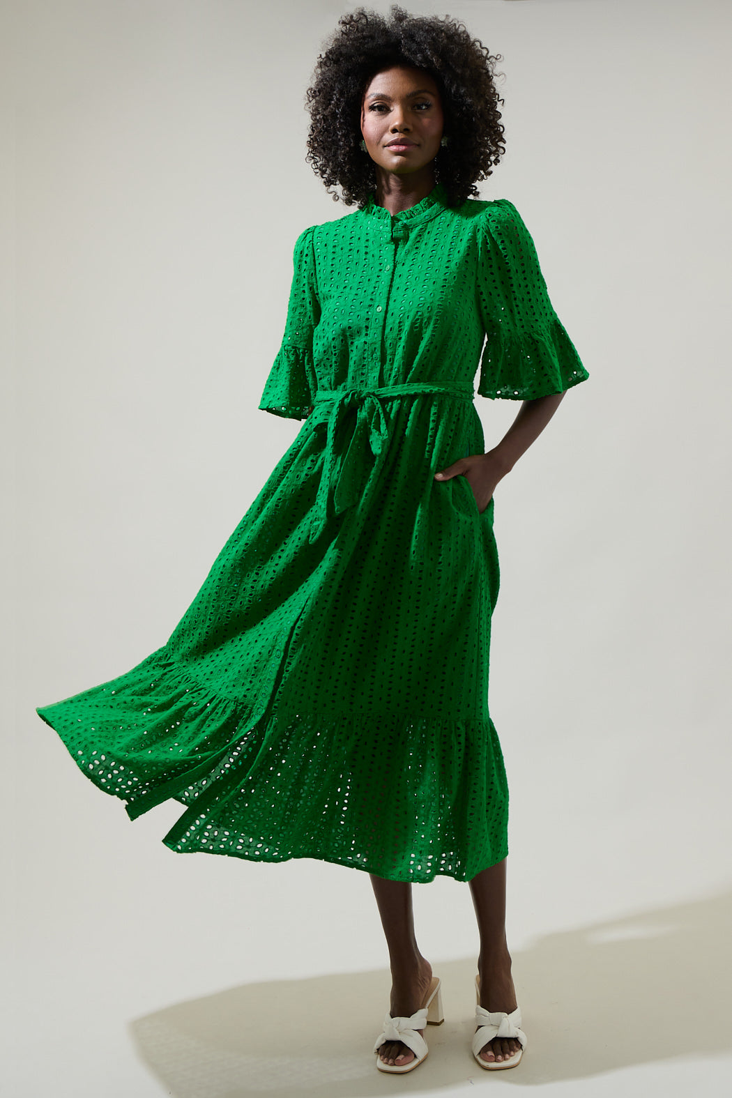 uo victoria eyelet button front midi dress Urban Outfitters + Victoria Eyelet Button-Front Midi Dress