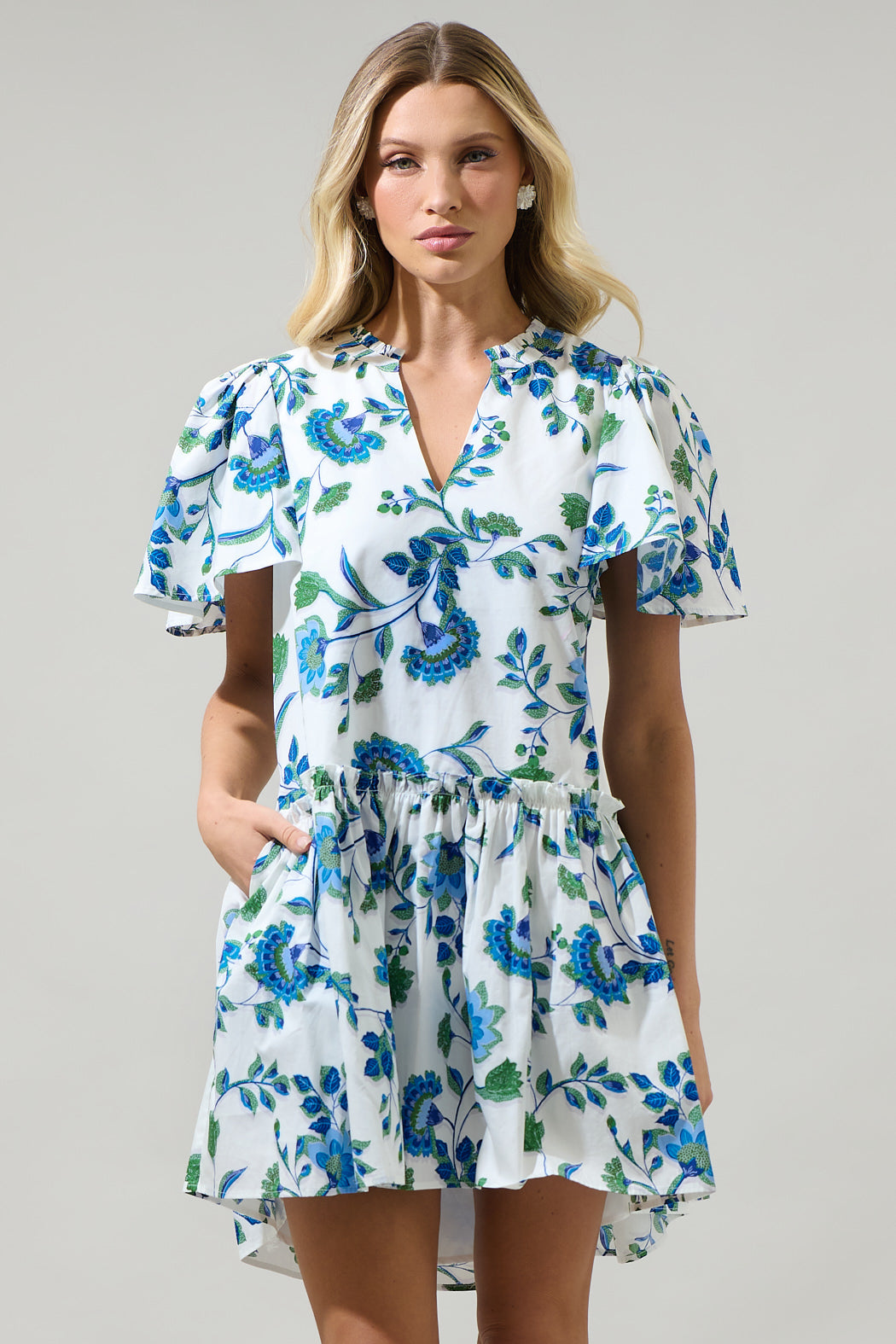 samara mini dress Miss Circle Samara Floral Drop Waist Linen Corset Puffy Mini Dress XL