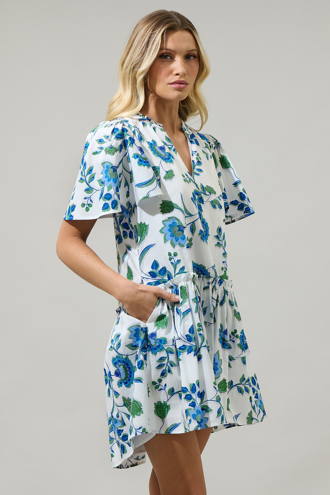 samara mini dress SAMARA FLORAL DROP WAIST LINEN CORSET PUFFY MINI DRESS XXS