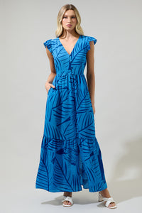 Maia Tropics Evianna Button Down Flutter Maxi Dress