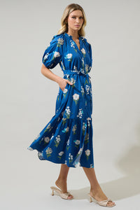 Madison Floral Wynette Tiered Midi Dress