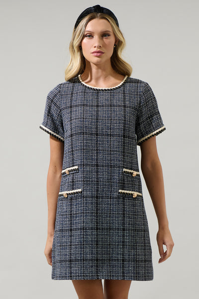Bale Audrey Tweed Shift Mini Dress – Sugarlips