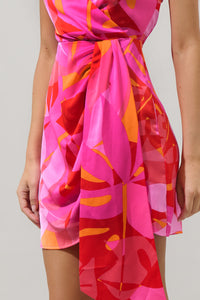 Sangria Abstract Jelina Faux Wrap Mini Dress