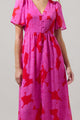 Zalea Floral Linana Button Front Maxi Dress