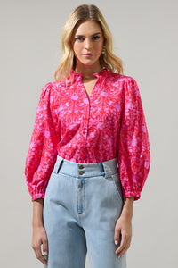 Cecy Floral Ima Button Up Top