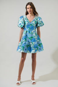Willa Floral May Jacquard Tiered Mini Dress