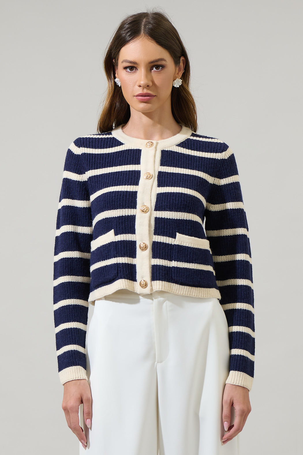 Kassidy Striped Cropped Cardigan – Sugarlips - Main Image