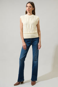 Loreli Cable Knit Sweater Vest Top