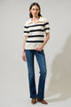 Elinor Striped Short Sleeve Sweater Top