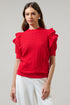 Milena Ruffle Short Sleeve Sweater Top