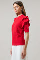 Milena Ruffle Short Sleeve Sweater Top