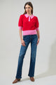 Margot Color Block Collared Sweater Top