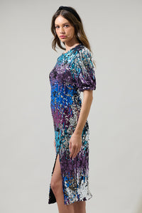 Navette Short Sleeve Sequin Midi Dress