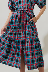 Winston Plaid Wynette Tiered Midi Dress