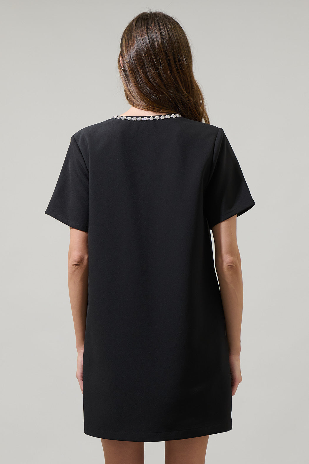 black shift mini dress PrettyLittleThing Women's Trim Shift Mini Dress in Black