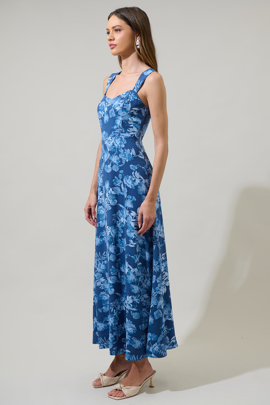 Anthurium Flowers Blue Slip Maxi Dress Bary Floral Smocked Maxi Dress Navy- Blue / S by Sugarlips Anthurium Flowers Blue Slip Maxi Dress Bary Floral Smocked Maxi Dress Navy- Blue / S by Sugarlips
