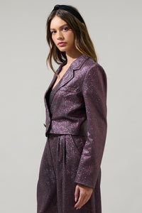 Ashton Glitter Cropped Button Blazer