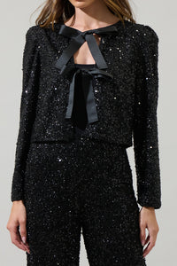 Katy Sequin Bow Tie Cardigan