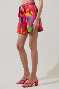 Soleil Abstract Wave High Waisted Shorts