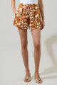 Marida Caramel Floral Taliya Drawstring Shorts