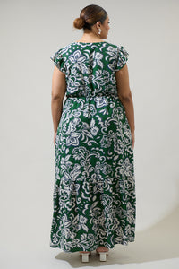 Harriet Floral Evianna Button Down Flutter Maxi Dress Curve