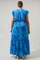 Maia Tropics Evianna Button Down Flutter Maxi Dress Curve