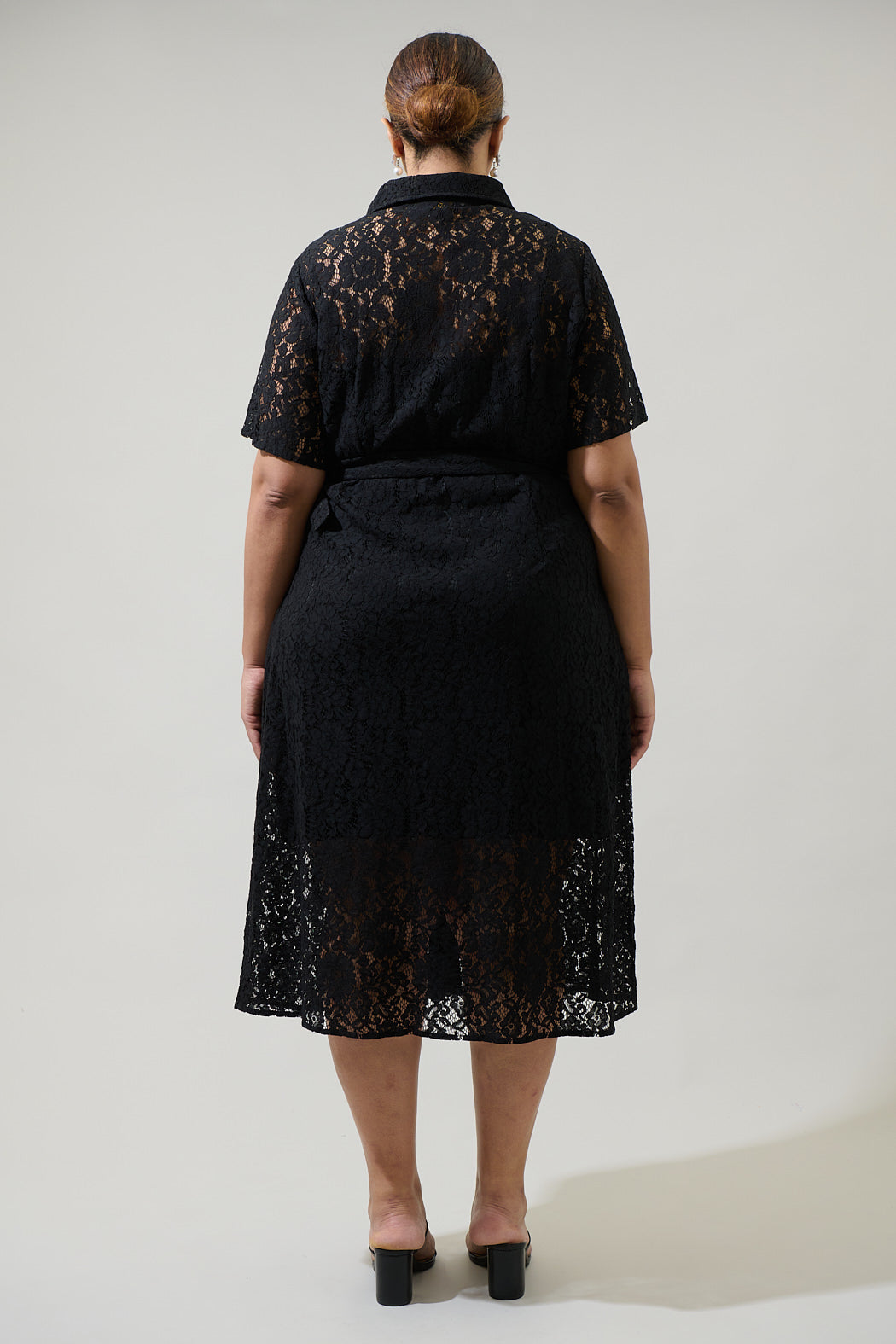 Carlini Lace Button Up Midi Dress Curve Sugarlips Carlini Lace Button Up Midi Dress Curve Sugarlips