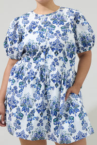 Viara Floral Alba Puff Sleeve Mini Dress Curve