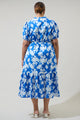 Grafton Floral Ticking Floral Waist Tie Midi Dress Curve