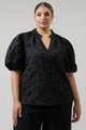 Arielle Jacquard Split Neck Top Curve